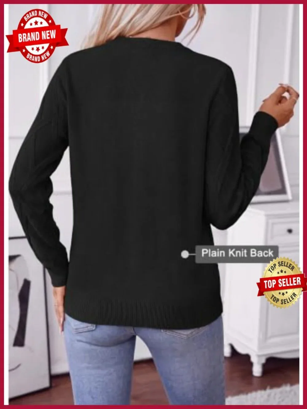 Cable Knit Pullover Sweater for Women - Cozy Loose Fit Long Sleeve Crewneck